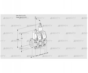 VCS1T15N/15N05NLWR/PPPP/PPPP (88106444) Сдвоенный газовый клапан Kromschroder