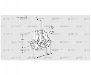 VCS1E15R/15R05NNVQR3/PPPP/PPPP (88107020) Сдвоенный газовый клапан Kromschroder