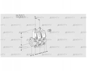 VCS1E25R/25R05NNWR/PPPP/PPPP (88100046) Сдвоенный газовый клапан Kromschroder