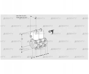 VCS1E15R/15R05NNWL/PPPP/PPPP (88100180) Сдвоенный газовый клапан Kromschroder