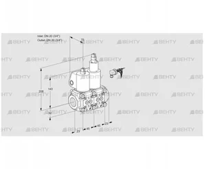 VCS1E20R/20R05NLWL/PPPP/PPPP (88102660) Сдвоенный газовый клапан Kromschroder