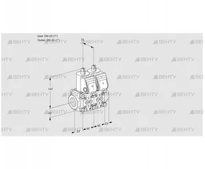 VCS1T25N/25N05NNWR/PPPP/PPPP (88106530) Сдвоенный газовый клапан Kromschroder