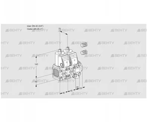 VCS1E20R/25R05FNNVWR3/PPPP/PPPP (88101754) Сдвоенный газовый клапан Kromschroder