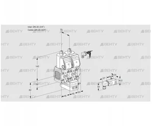 VCV1E20R/20R05FNVKWR/2-PP/PPPP (88106987) Клапан с регулятором соотношения Kromschroder