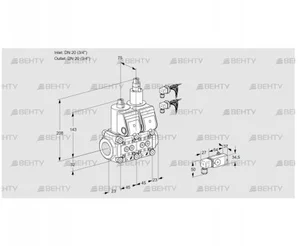 VCS1E20R/20R05NLKR6/2-PP/4-PP (88102906) Сдвоенный газовый клапан Kromschroder