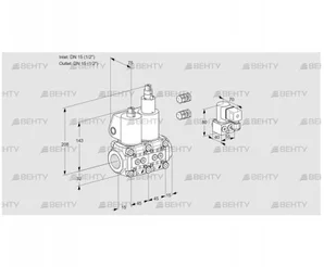 VCS1E15R/15R05NLQL3/PPBY/PPPP (88106652) Сдвоенный газовый клапан Kromschroder