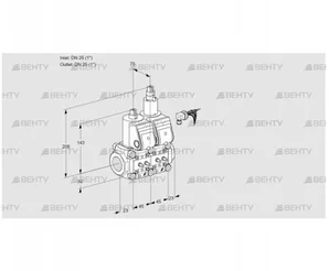 VCS1E25R/25R05NLWR/MMMM/PPPP (88104547) Сдвоенный газовый клапан Kromschroder