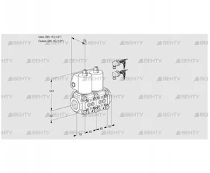 VCS1E15R/15R05NNWL6/PPPP/PPPP (88105538) Сдвоенный газовый клапан Kromschroder